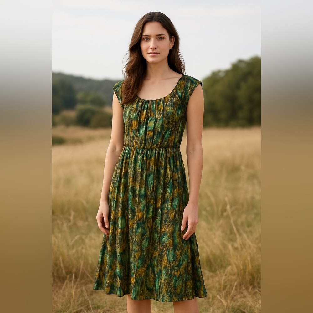 Alice + Olivia Multicolor Dress with Green and Brown